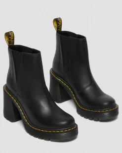 Dr. Martens New And Featured|Heeled Boots*Spence Leather Flared Heel Chelsea Boots in Black Black — Sendal