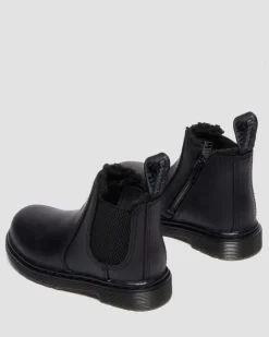 Dr. Martens Toddler & 2-4 Years*Toddler 2976 Faux Fur Lined Chelsea Boots in Black Black — Republic Waterproof