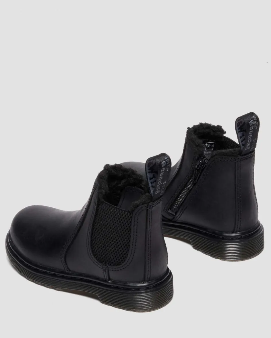 Dr. Martens Toddler & 2-4 Years*Toddler 2976 Faux Fur Lined Chelsea Boots in Black Black — Republic Waterproof