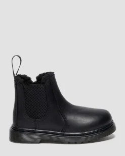 Dr. Martens Toddler & 2-4 Years*Toddler 2976 Faux Fur Lined Chelsea Boots in Black Black — Republic Waterproof