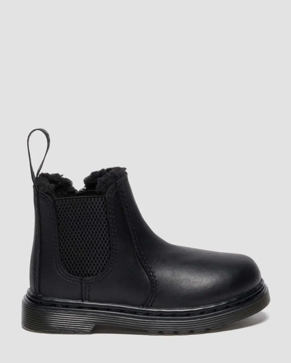 Dr. Martens Toddler & 2-4 Years*Toddler 2976 Faux Fur Lined Chelsea Boots in Black Black — Republic Waterproof