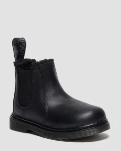 Dr. Martens Toddler & 2-4 Years*Toddler 2976 Faux Fur Lined Chelsea Boots in Black Black — Republic Waterproof