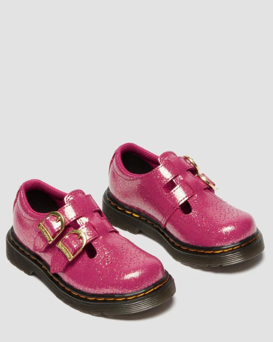 Dr. Martens Last Chance Styles*TODDLER 8065 GLITTER PATENT LEATHER MARY JANE SHOES in Fuchsia FUCHSIA+SILVER+GOLD — Nebula Glitter