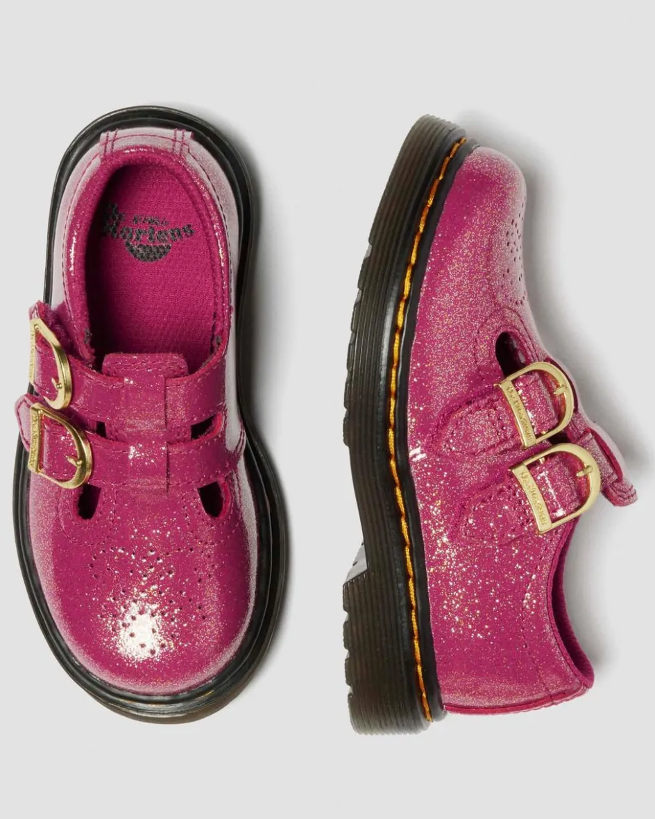 Dr. Martens Last Chance Styles*TODDLER 8065 GLITTER PATENT LEATHER MARY JANE SHOES in Fuchsia FUCHSIA+SILVER+GOLD — Nebula Glitter