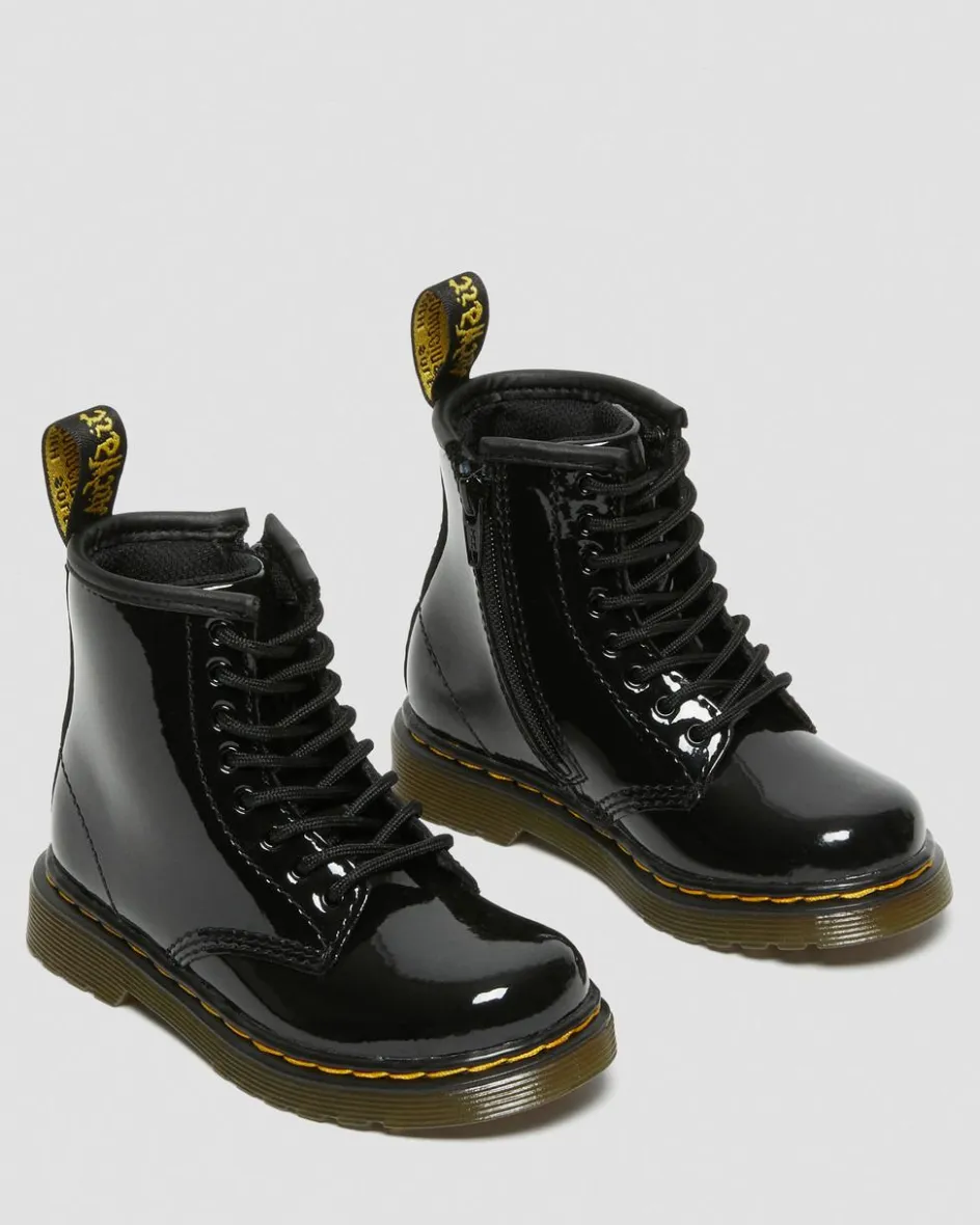Dr. Martens Toddler & 2-4 Years*Toddler 1460 Patent Leather Lace Up Boots in Black Black — Patent Lamper