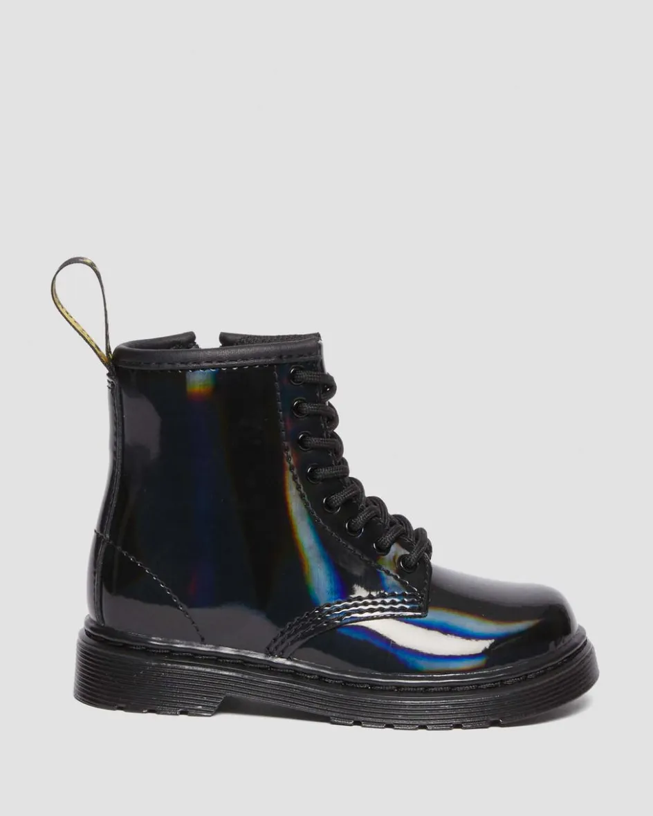 Dr. Martens Last Chance Styles*Toddler 1460 Rainbow Patent Leather Lace Up Boots in Black Black — Rainbow Patent