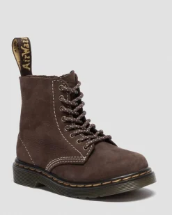 Dr. Martens New And Featured|Toddler & 2-4 Years*Toddler 1460 Tumbled Nubuck Boots in Dark Brown Dark Brown — Tumbled Nubuck