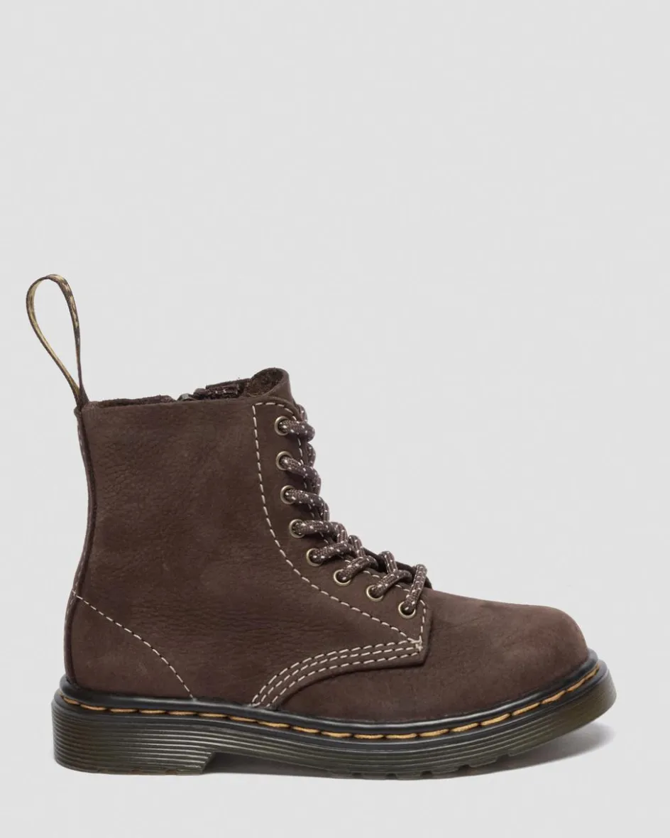 Dr. Martens New And Featured|Toddler & 2-4 Years*Toddler 1460 Tumbled Nubuck Boots in Dark Brown Dark Brown — Tumbled Nubuck