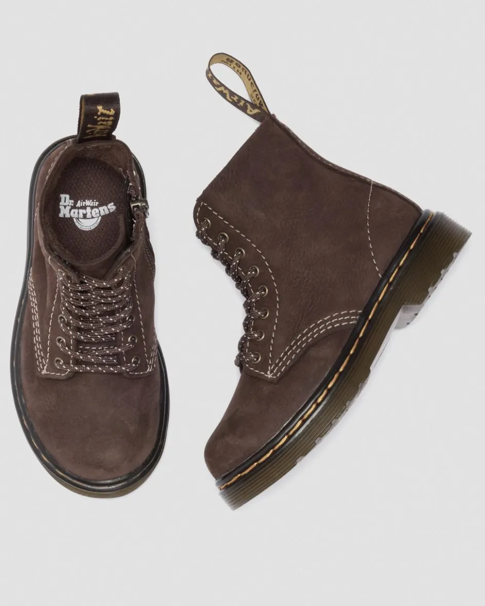 Dr. Martens New And Featured|Toddler & 2-4 Years*Toddler 1460 Tumbled Nubuck Boots in Dark Brown Dark Brown — Tumbled Nubuck
