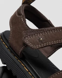Dr. Martens Toddler & 2-4 Years*Toddler Marlowe Flower Debossed Nubuck Strap Sandals in Dark Brown Dark Brown — Tumbled Nubuck