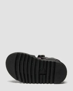 Dr. Martens Toddler & 2-4 Years*Toddler Marlowe II Glitter Heart Leather Strap Shoes in Black BLACK — Lucido+Nebula Glitter