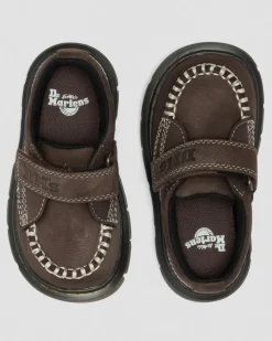Dr. Martens Toddler & 2-4 Years*Toddler Raffe Strap Tumbled Nubuck Strap Shoes in Dark Brown Dark Brown — Tumbled Nubuck