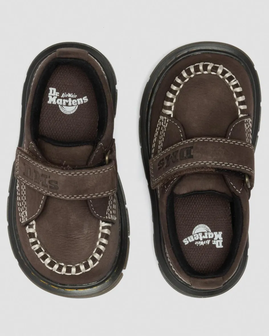 Dr. Martens Toddler & 2-4 Years*Toddler Raffe Strap Tumbled Nubuck Strap Shoes in Dark Brown Dark Brown — Tumbled Nubuck