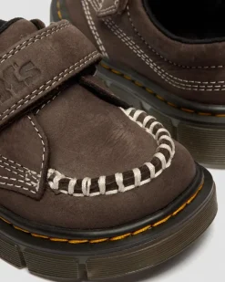 Dr. Martens Toddler & 2-4 Years*Toddler Raffe Strap Tumbled Nubuck Strap Shoes in Dark Brown Dark Brown — Tumbled Nubuck