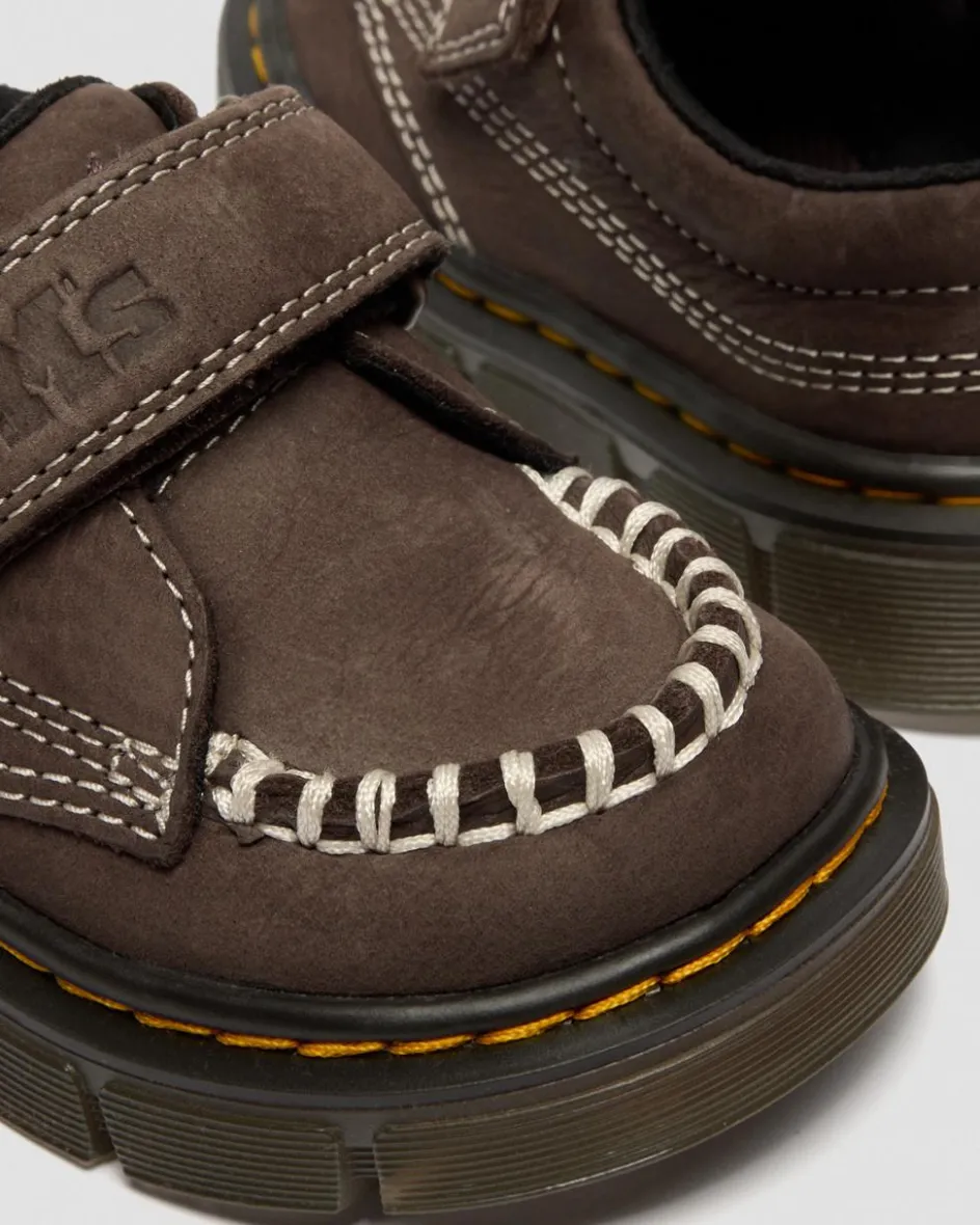 Dr. Martens Toddler & 2-4 Years*Toddler Raffe Strap Tumbled Nubuck Strap Shoes in Dark Brown Dark Brown — Tumbled Nubuck