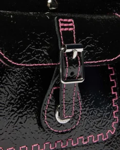 Dr. Martens New And Featured|Accessories*Top Handle Distressed Patent Leather Bag in Black Black — Distressed Patent