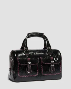 Dr. Martens New And Featured|Accessories*Top Handle Distressed Patent Leather Bag in Black Black — Distressed Patent