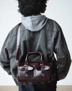 Dr. Martens New And Featured|Accessories*Top Handle Rub Off Leather Bag in Red Red — Oxford Rub Off