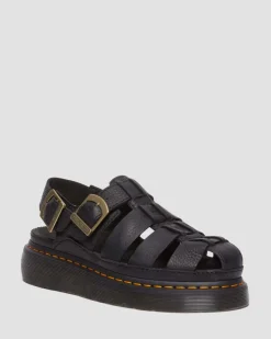 Dr. Martens Sandals|New And Featured*Wrenlie Grizzly Leather Fisherman Sandals in Black Black — Grizzly