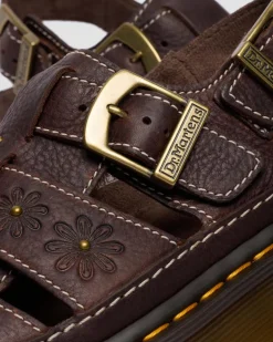 Dr. Martens Sandals|New And Featured*Wrenlie Open Toe Grizzly Leather Fisherman Platform Sandals in Dark Brown Dark Brown — Grizzly