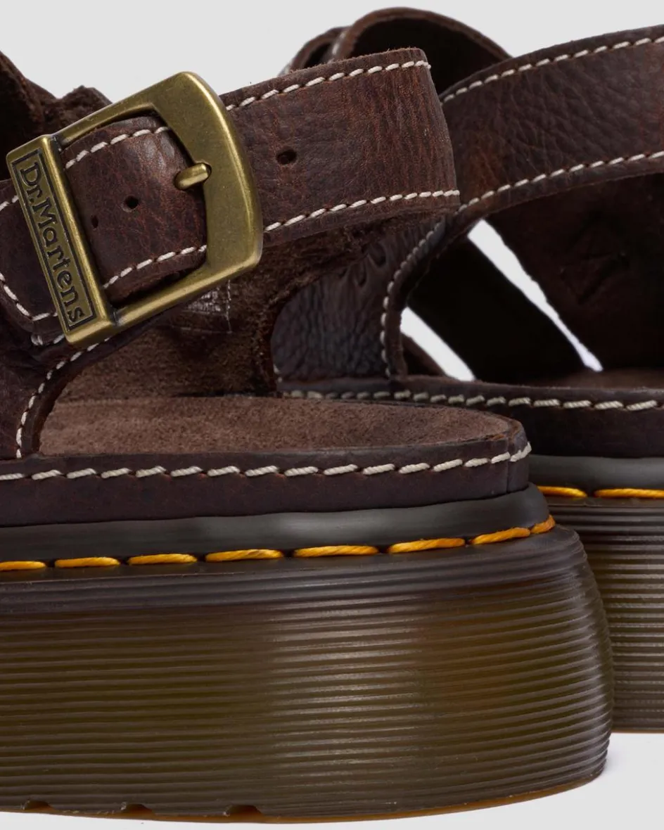 Dr. Martens Sandals|New And Featured*Wrenlie Open Toe Grizzly Leather Fisherman Platform Sandals in Dark Brown Dark Brown — Grizzly