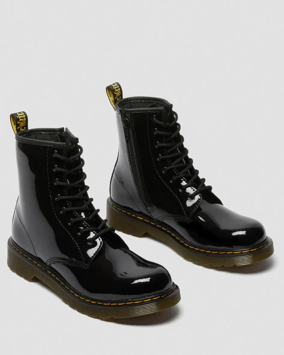 Dr. Martens Youth & 8-14 Years*Youth 1460 Patent Leather Lace Up Boots in Black Black — Patent Lamper