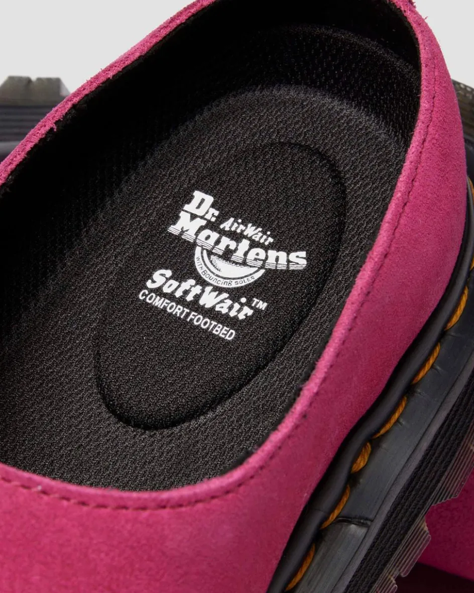 Dr. Martens Last Chance Styles|Last Chance Styles*Zebzag Anywair Suede Mules in Fuchsia Pink FUCHSIA PINK — Bronx Suede