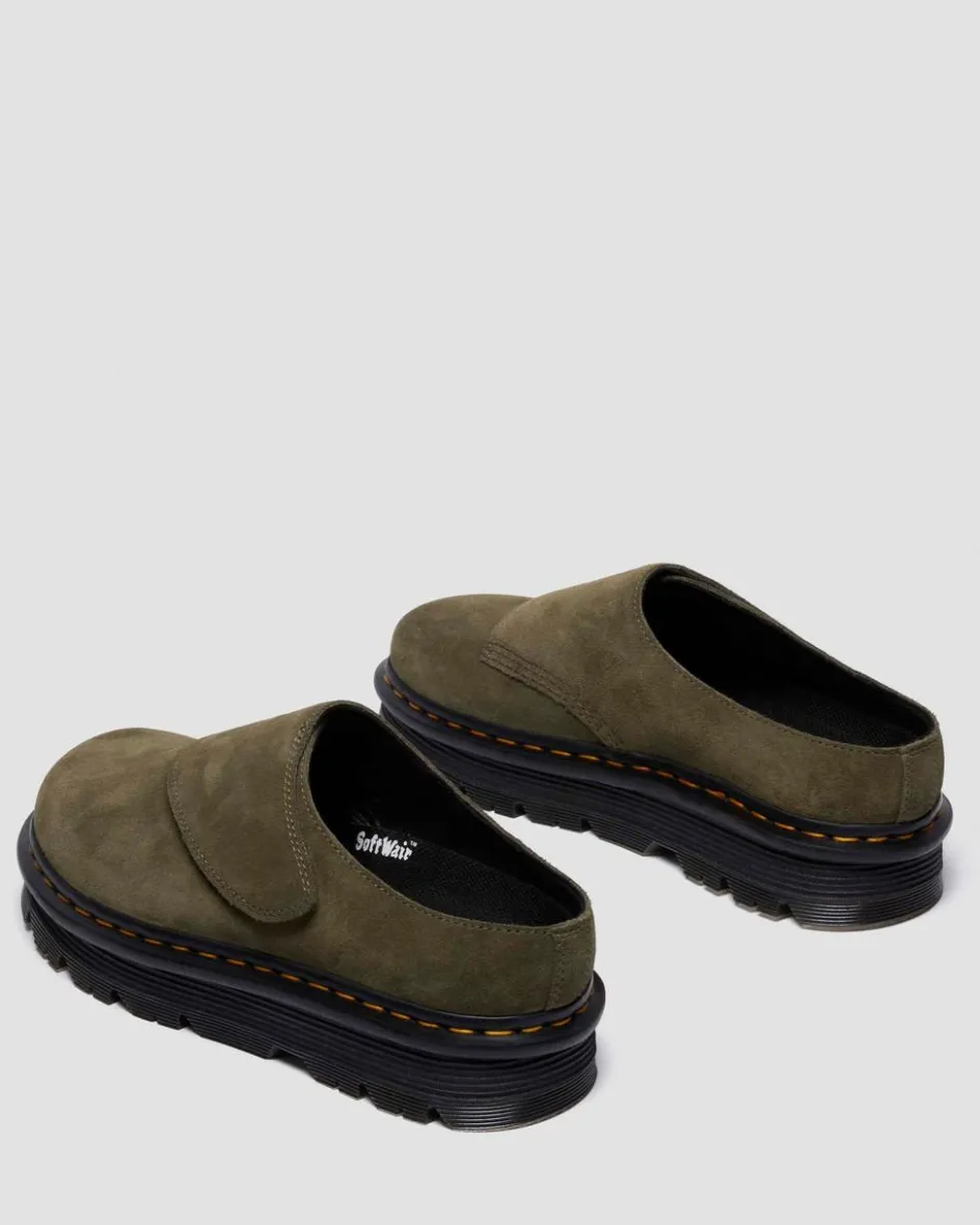Dr. Martens Last Chance Styles|Last Chance Styles*Zebzag Anywair Suede Mules in Olive Olive — Bronx Suede