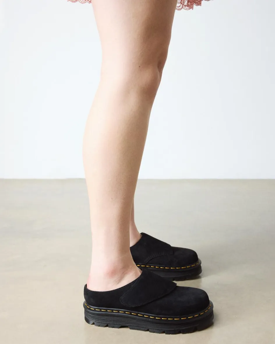 Dr. Martens Mules|Shoes*Zebzag Anywair Suede Mules in Black Black — Bronx Suede