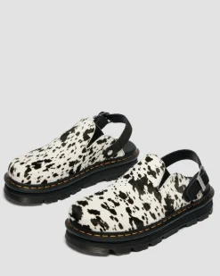 Dr. Martens Mules|Shoes*Zebzag Dalmatian Hair On Leather Platform Mules in Cream & Black Cream & Black — Dalmatian Print Hair On