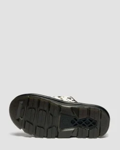 Dr. Martens Mules|Slides*Zebzag Dalmatian Hair On Leather Platform Slides in Cream & Black Cream & Black — Dalmatian Print Hair On