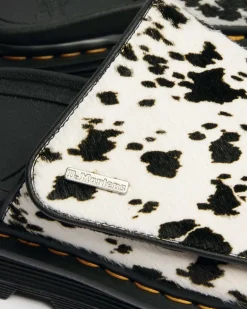 Dr. Martens Mules|Slides*Zebzag Dalmatian Hair On Leather Platform Slides in Cream & Black Cream & Black — Dalmatian Print Hair On