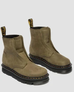 Dr. Martens New And Featured|Boots*Zebzag Laceless Nubuck Boots in Dms Olive DMs Olive — Tumbled Nubuck