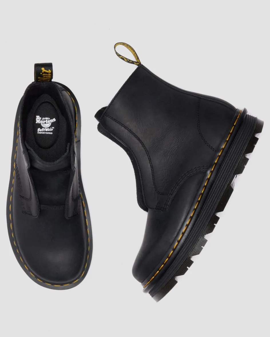 Dr. Martens Boots|Zebzag: The Art Of Comfort*Zebzag Laceless Slip On Leather Boots in Black Black — Wyoming