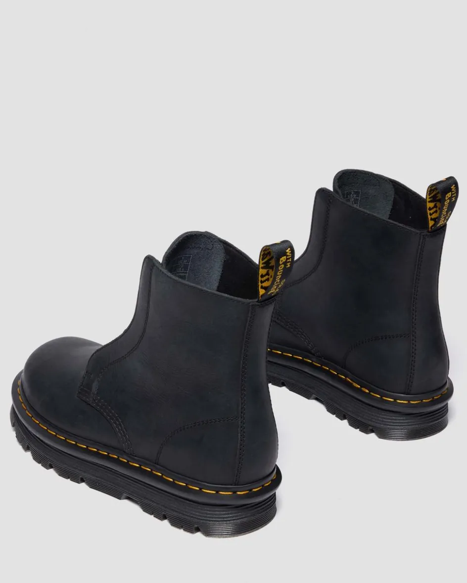 Dr. Martens Boots|Zebzag: The Art Of Comfort*Zebzag Laceless Slip On Leather Boots in Black Black — Wyoming