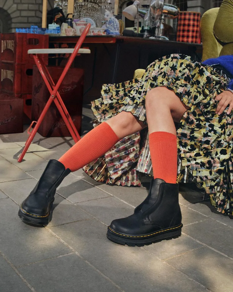 Dr. Martens Boots|Zebzag: The Art Of Comfort*Zebzag Laceless Slip On Leather Boots in Black Black — Wyoming