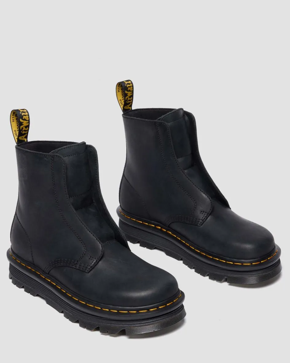 Dr. Martens Boots|Zebzag: The Art Of Comfort*Zebzag Laceless Slip On Leather Boots in Black Black — Wyoming