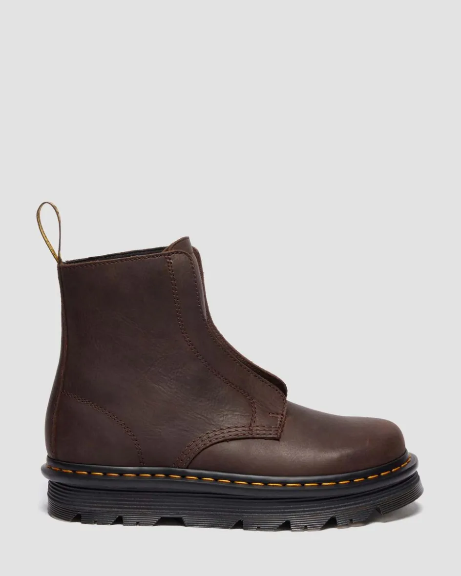 Dr. Martens Boots|Zebzag: The Art Of Comfort*Zebzag Laceless Slip On Leather Boots in Dark Brown Dark Brown — Wyoming