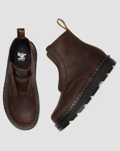 Dr. Martens Boots|Zebzag: The Art Of Comfort*Zebzag Laceless Slip On Leather Boots in Dark Brown Dark Brown — Wyoming