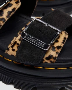 Dr. Martens New And Featured|Sandals*Zebzag Leopard Hair On Leather Sandals in Light Tan Light Tan+Black — Mini Leopard Spot Hair On+Eh Suede