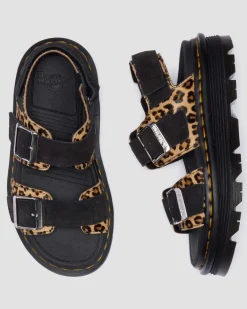 Dr. Martens New And Featured|Sandals*Zebzag Leopard Hair On Leather Sandals in Light Tan Light Tan+Black — Mini Leopard Spot Hair On+Eh Suede