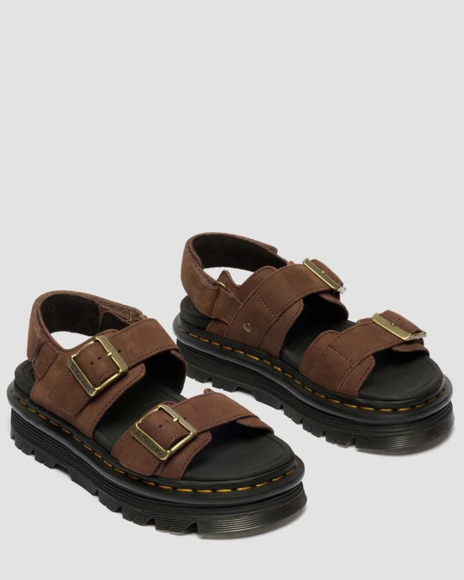 Dr. Martens New And Featured|Sandals*Zebzag Nubuck Platform Sandals in Sepia Brown Sepia Brown — Tumbled Nubuck