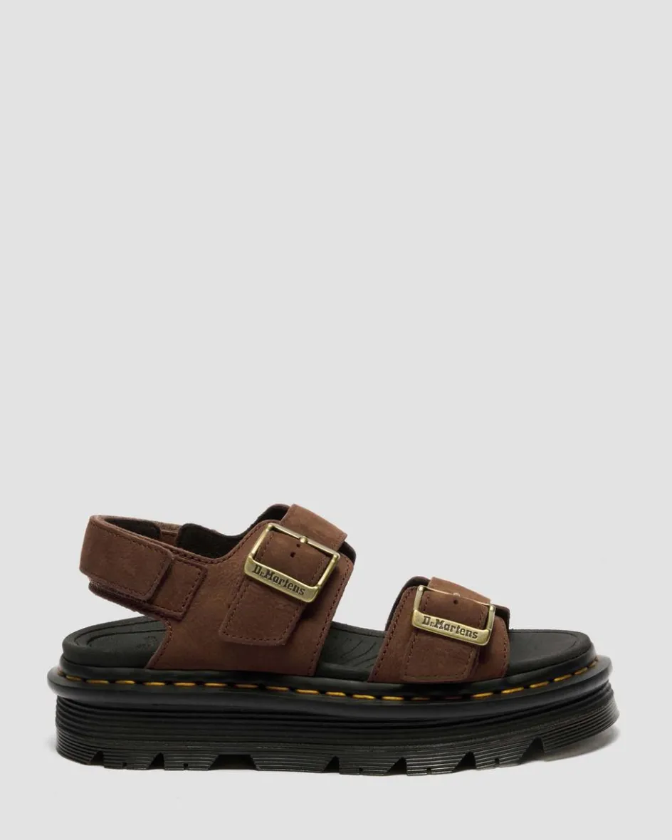 Dr. Martens New And Featured|Sandals*Zebzag Nubuck Platform Sandals in Sepia Brown Sepia Brown — Tumbled Nubuck