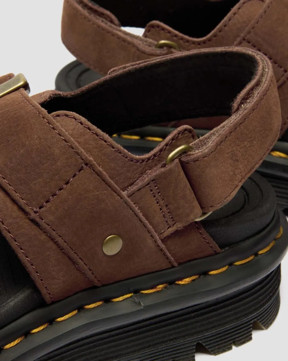 Dr. Martens New And Featured|Sandals*Zebzag Nubuck Platform Sandals in Sepia Brown Sepia Brown — Tumbled Nubuck