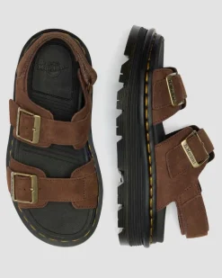 Dr. Martens New And Featured|Sandals*Zebzag Nubuck Platform Sandals in Sepia Brown Sepia Brown — Tumbled Nubuck