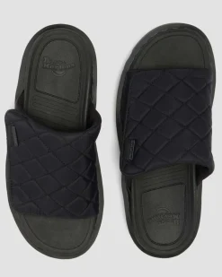 Dr. Martens Mules|Slides*Zebzag Quilted Canvas Platform Slides in Black BLACK — Econyl Woven WR