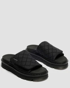 Dr. Martens Mules|Slides*Zebzag Quilted Canvas Platform Slides in Black BLACK — Econyl Woven WR