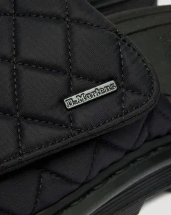 Dr. Martens Mules|Slides*Zebzag Quilted Canvas Platform Slides in Black BLACK — Econyl Woven WR