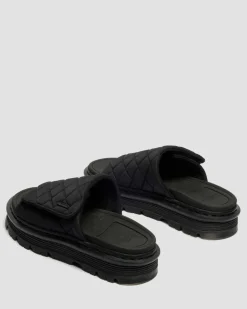 Dr. Martens Mules|Slides*Zebzag Quilted Canvas Platform Slides in Black BLACK — Econyl Woven WR