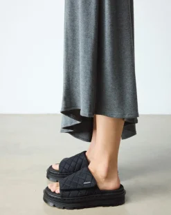 Dr. Martens Mules|Slides*Zebzag Quilted Canvas Platform Slides in Black BLACK — Econyl Woven WR